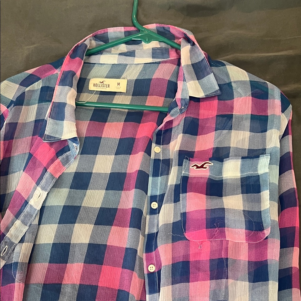 Hollister Men's Vibrant Plaid Button-Down Shirt